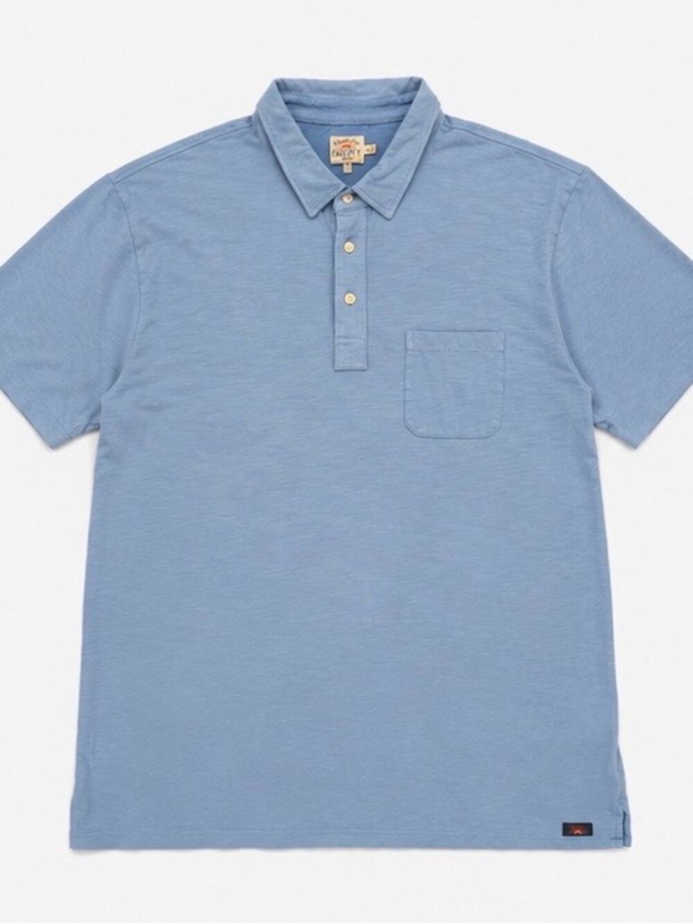 Faherty Polo Shirt Men’s XL Light Blue Pocket Short Sleeve Casual Shirt
